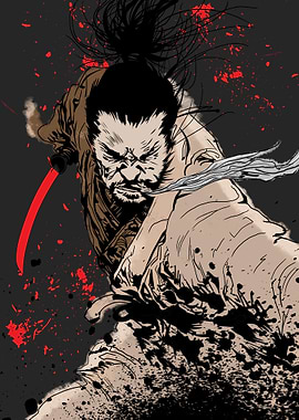 Samurai Warrior with Red Sword