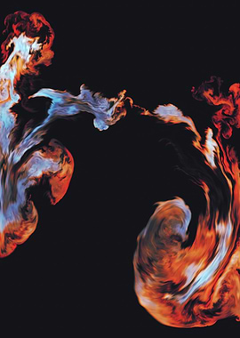 Abstract Swirls of Color on Black