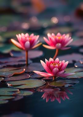 Spring Pink Water Lilies