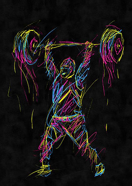 Weightlifter Sketch Art