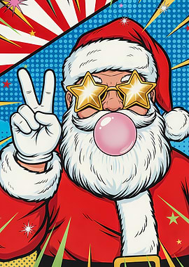 Pop Art Santa with Bubble Gum