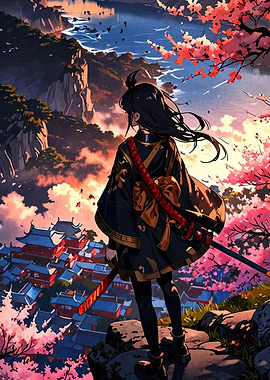 Anime Girl with Katana in Japan