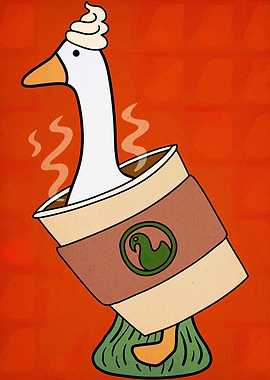 Goose in Coffee Cup with Cream
