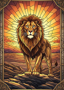Stained Glass Lion
