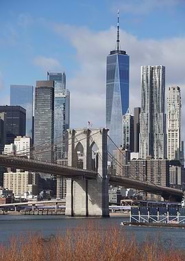 Brooklyn Bridge and New York Skyline