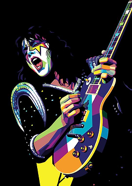 KISS's Ace Frehley Colorful Pop Art