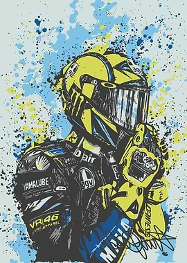 Watercolor Valentino Rossi Splatter Art