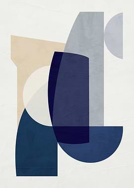 Abstract Geometric Shapes in Blue and Beige