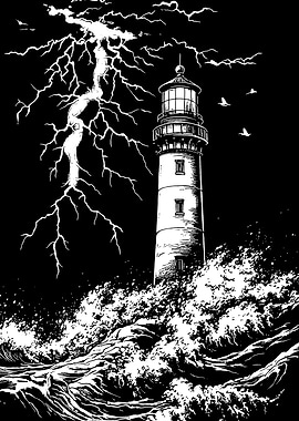 Lighthouse in Stormy Weather