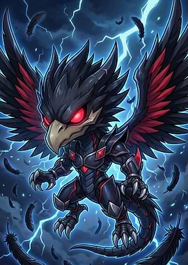 Cute Chibi Dark Wing Dragon Art