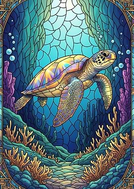 Stained Glass Sea Turtle