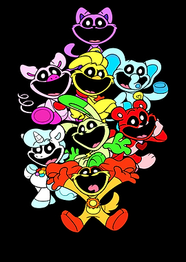 Colorful Cartoon Animal Pile-Up