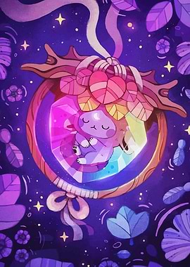 Sleeping creature crystal pendant