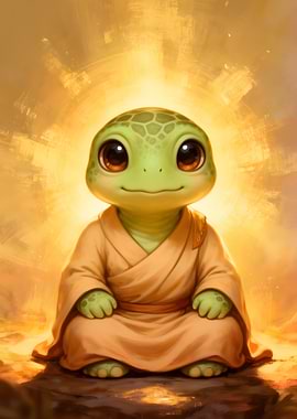 Cute Turtle Monk in Meditation