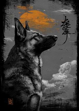 Ukiyo Minimalism German Shepherd
