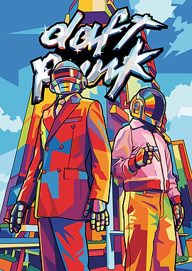 Daft Punk Colorful Pop Art