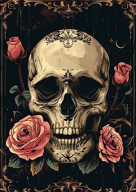 Skull and Roses Illustration