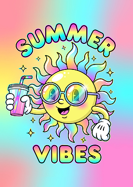 Summer Vibes Cartoon Sun