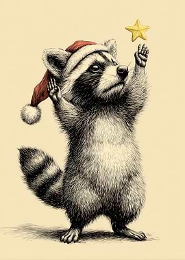 Christmas Raccoon with Star