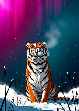 Tiger in Winter Night