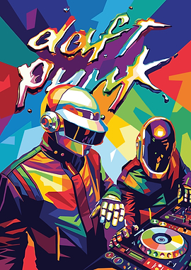 Daft Punk Colorful Pop Art