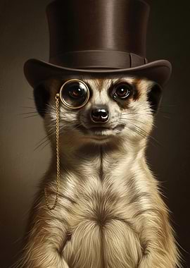 Dapper Meerkat with Monocle and Top Hat