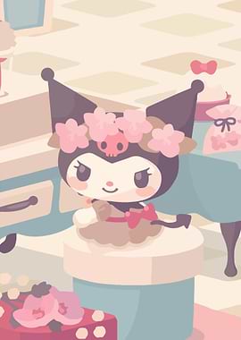 Kuromi with Flower Crown Illustration