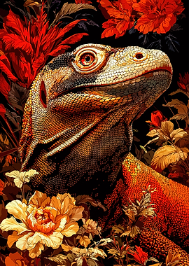 Lizard in Floral Arrangement