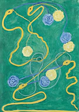 Snakes and Roses Abstract Painting