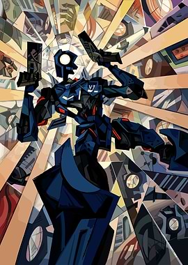 Futuristic Robot Warrior with Guns