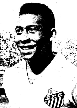 Pele smiling black and white portrait