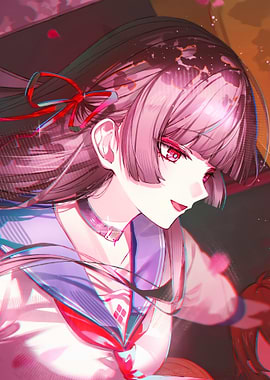 Anime Girl Portrait with Pink Hair