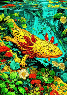 Axolotl in a Lush Environment