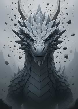 Monochrome Dragon with Blue Eyes