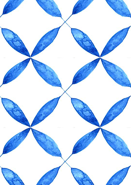 Blue Floral Watercolor Pattern