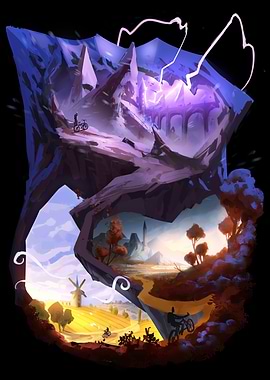 Triptych Fantasy Mountains