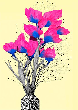 Abstract Floral Arrangement in Vase