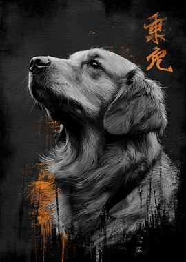 Ukiyo Minimalism Golden Retriever