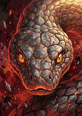 Volcanic Magma Snake Portrait