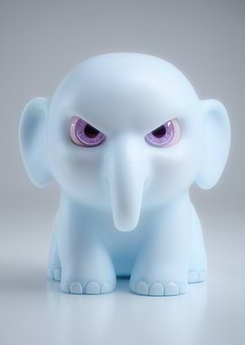 Angry Blue Elephant with Purple Eyes