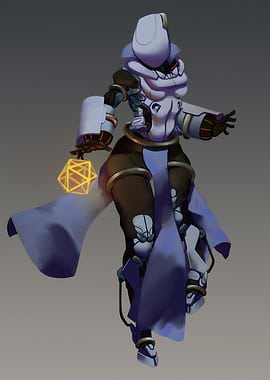 Futuristic Robot Character with Glowing Orb