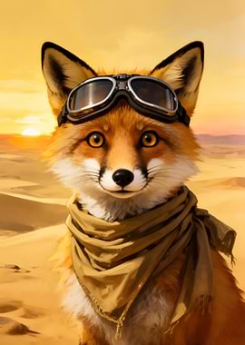 Fox in Desert with Goggles