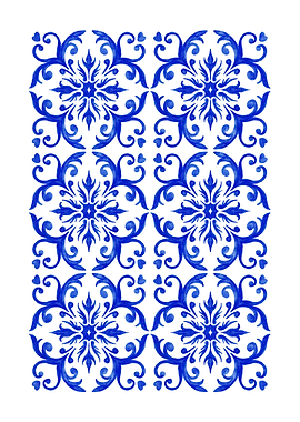 Blue and White Floral Tile Pattern