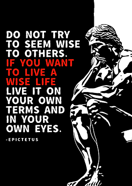 Epictetus Quote with Statue Illustration