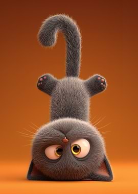 Cartoon Cat Upside Down