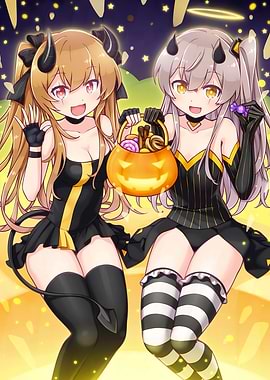 Anime Girls Halloween Trick or Treat