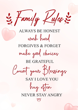 Family Rules Inspirational Wall Art