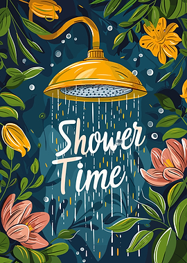 Shower Time Floral Illustration