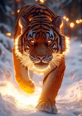 Glowing Tiger in Winter