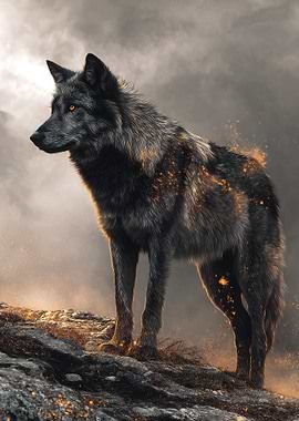 Majestic Black Wolf